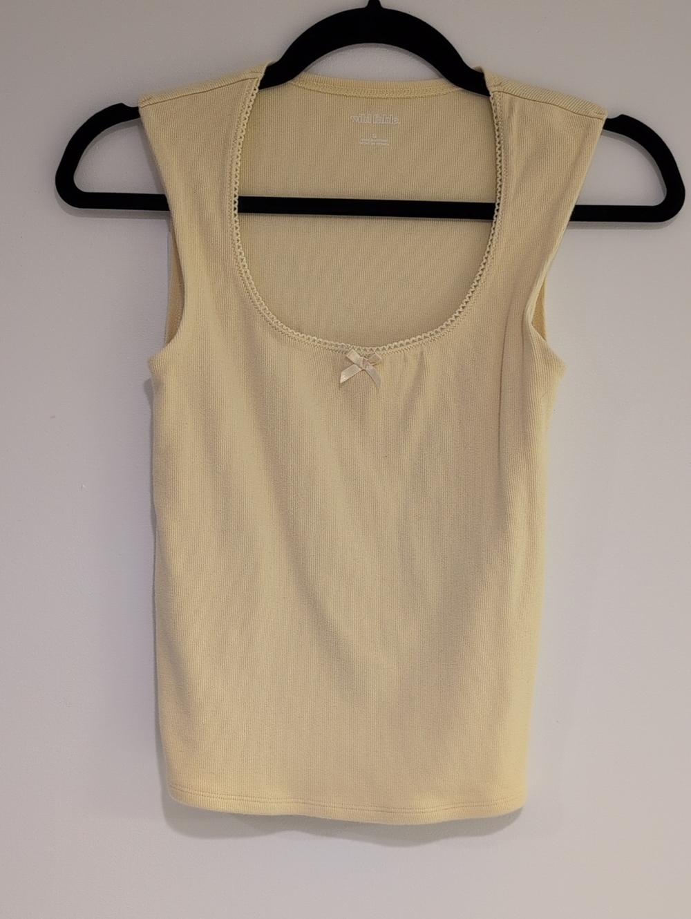 Butter Yellow Ribbed Scoop Neck Tank with Bow
